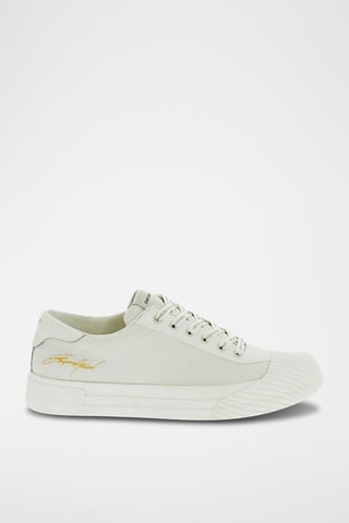 Zapatillas de piel - Blanco y amarillo