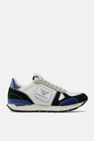 Tenis - Blanco, negro, beige y azul