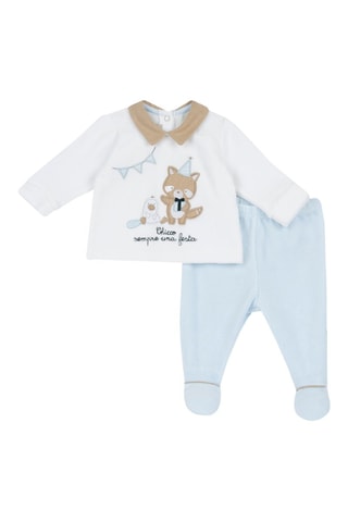 Camiseta y pantalón - Blanco y azul claro