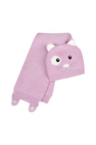 Bonnet et écharpe - Rose