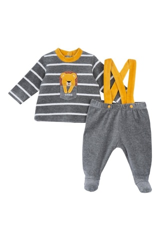 Camiseta y pantalón de pana - Gris oscuro