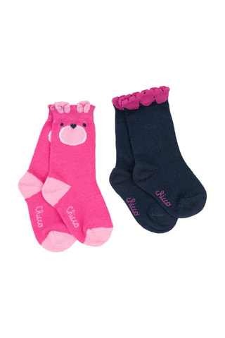 2 paires de chaussettes - Bleu foncé et fuchsia