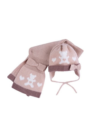 Bonnet et écharpe - Rose poudré