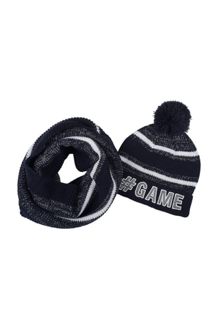 Bonnet à pompon et snood - Noir