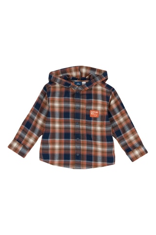 Chemise à capuche - Bleu foncé et marron