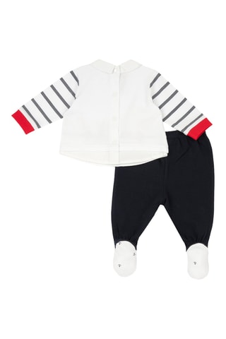 Jersey efecto doble prenda y pantalón  - Blanco