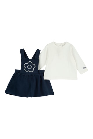 T-shirt et robe-salopette - Bleu nuit et blanc