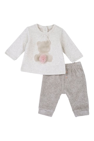 Camiseta y pantalón - Gris claro y crudo