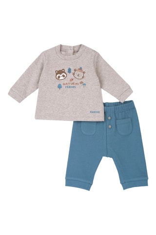 Sudadera y pantalón de chándal - Beige claro y celeste