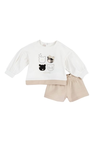 Sudadera y short - Blanco y beige claro
