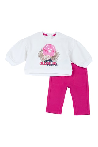 Sweat et legging - Blanc et fuchsia