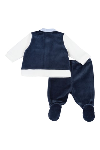 Camisa efecto doble prenda y pantalón  - Blanco y azul