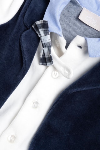 Camisa efecto doble prenda y pantalón  - Blanco y azul