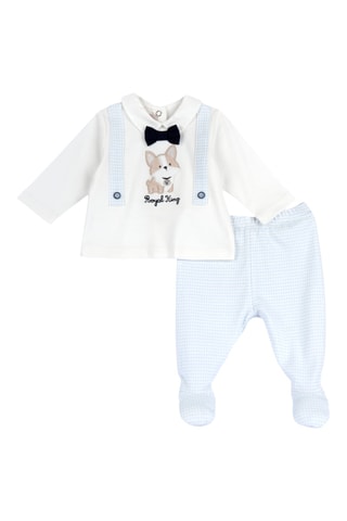 Camiseta y pantalón - Blanco y celeste
