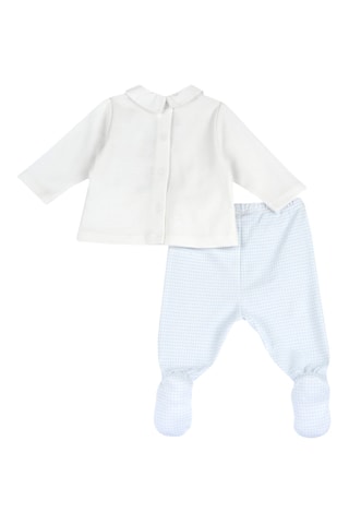 Camiseta y pantalón - Blanco y celeste