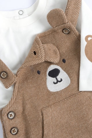 T-shirt et salopette - Blanc et marron