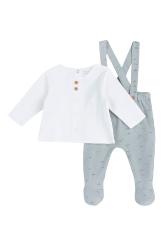 Blusa y pantalón - Verde claro y blanco