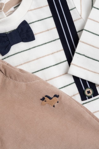 Camiseta y pantalón de pana - Beige