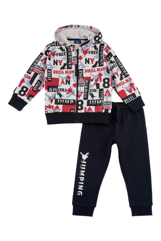 Sudadera con capucha y pantalón de chándal - Blanco y azul marino