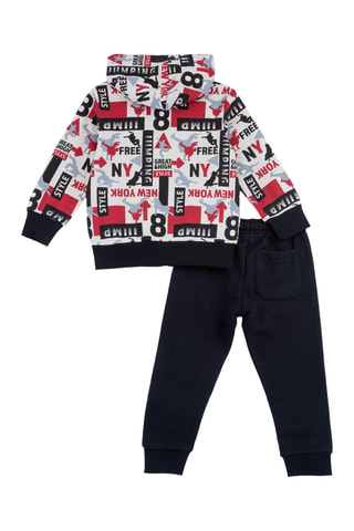 Sudadera con capucha y pantalón de chándal - Blanco y azul marino