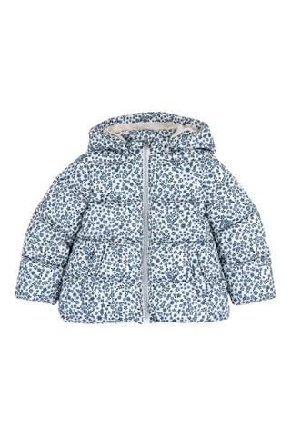 Doudoune à capuche - Blanc et bleu cobalt