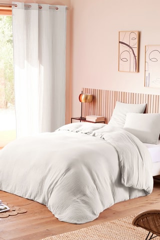 Parure copripiumino in garza di cotone 57 fili/cm² - Bianco