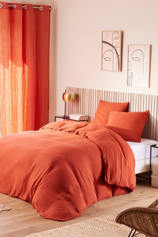Parure copripiumino in garza di cotone 57 fili/cm² - Terracotta