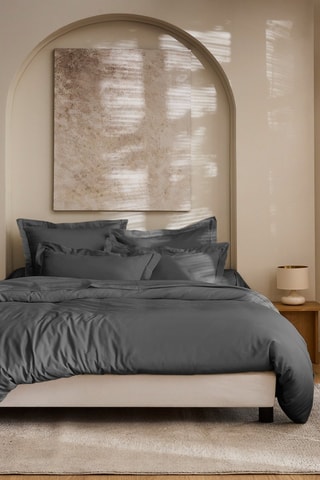 Copripiumino in raso di cotone 120 fili/cm² Prestige - Antracite