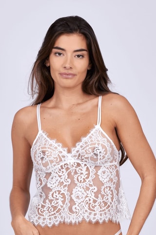 Crop top de encaje Folly - Marfil