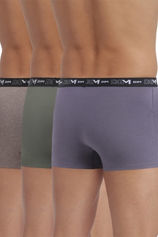 3 boxers Coton Stretch - Gris, gris foncé et kaki