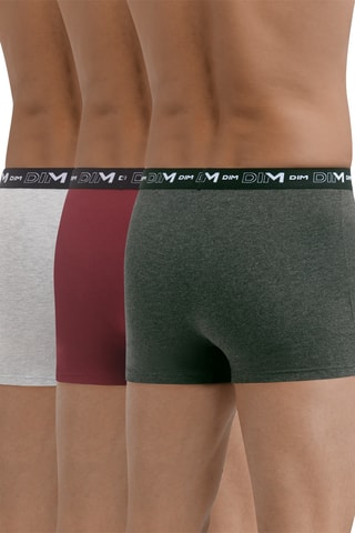 3 boxers Coton Stretch - Gris, vert et rouge