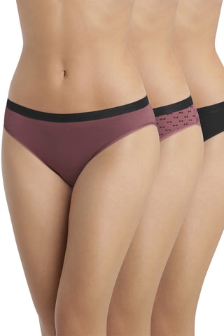 3 culottes Pocket Coton - Rose et noir