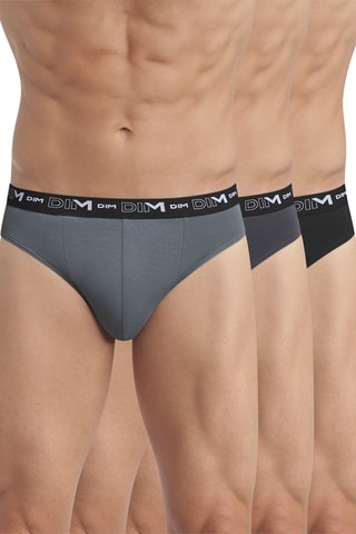 3 slips Coton Stretch - Gris et noir