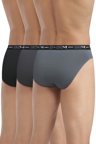 3 slips Coton Stretch - Gris et noir