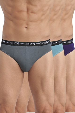 3 slips Coton Stretch - Gris, bleu et bleu marine