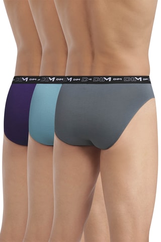 3 slips Coton Stretch - Gris, bleu et bleu marine