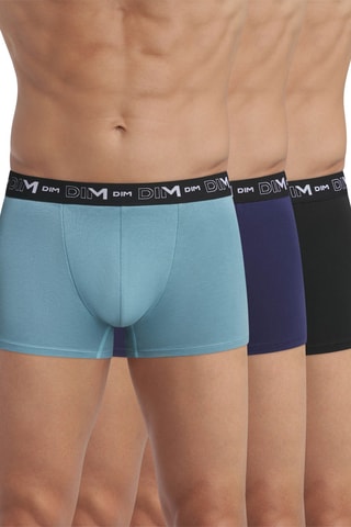 3 boxers Coton Stretch - Bleu, bleu marine et noir