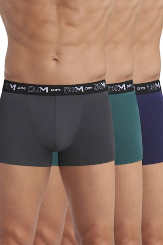 3 boxers Coton Stretch - Gris, vert et bleu