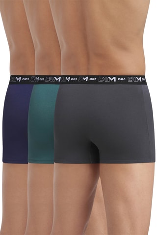 3 boxers Coton Stretch - Gris, vert et bleu