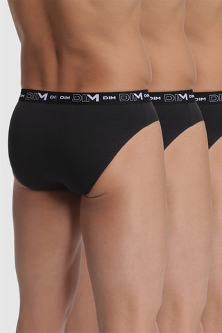 3 slips Coton Stretch - Noir - Dim