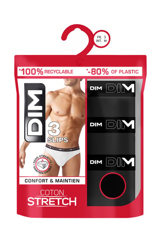 3 slips Coton Stretch - Noir - Dim