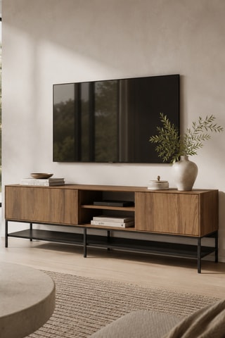 Meuble TV 1 porte et 1 abattant Palinuro - 180 x 55 x 35 cm