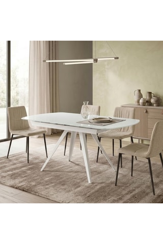Table à manger extensible en verre Venezia - 120/180 x 90 x 76 cm - 8 couverts