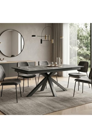 Table à manger extensible en céramique et verre Pesaro - 160/240 x 90 x 76 cm - 10 couverts