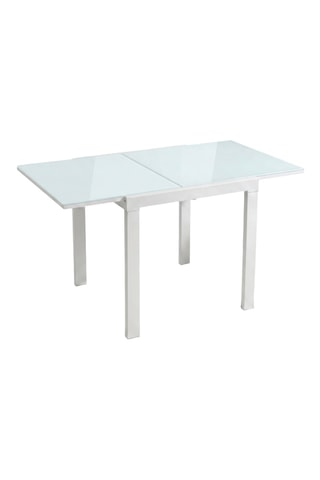 Table à manger extensible en verre Isernia - 90/163,5 x 90 x 76 cm - 6 couverts