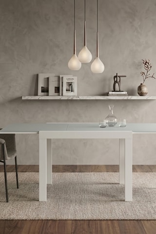 Table à manger extensible en verre Isernia - 90/163,5 x 90 x 76 cm - 6 couverts