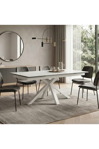 Table à manger extensible en céramique et verre Pesaro - 160/240 x 90 x 76 cm - 10 couverts