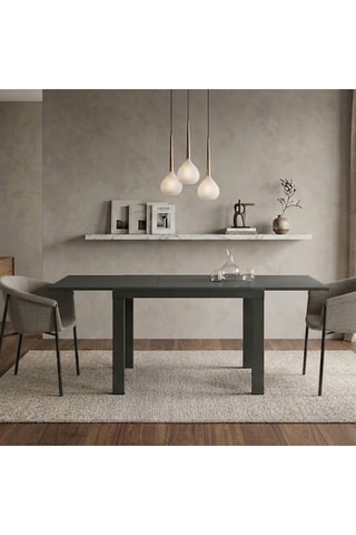 Table à manger extensible en verre Isernia - 90/163,5 x 90 x 76 cm - 6 couverts