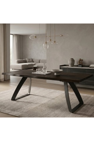 Table à manger en aggloméré de peuplier et bois massif Milano - 160 x 90 x 76 cm - 6 couverts