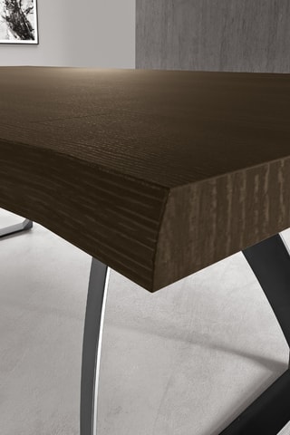 Table à manger en aggloméré de peuplier et bois massif Milano - 160 x 90 x 76 cm - 6 couverts